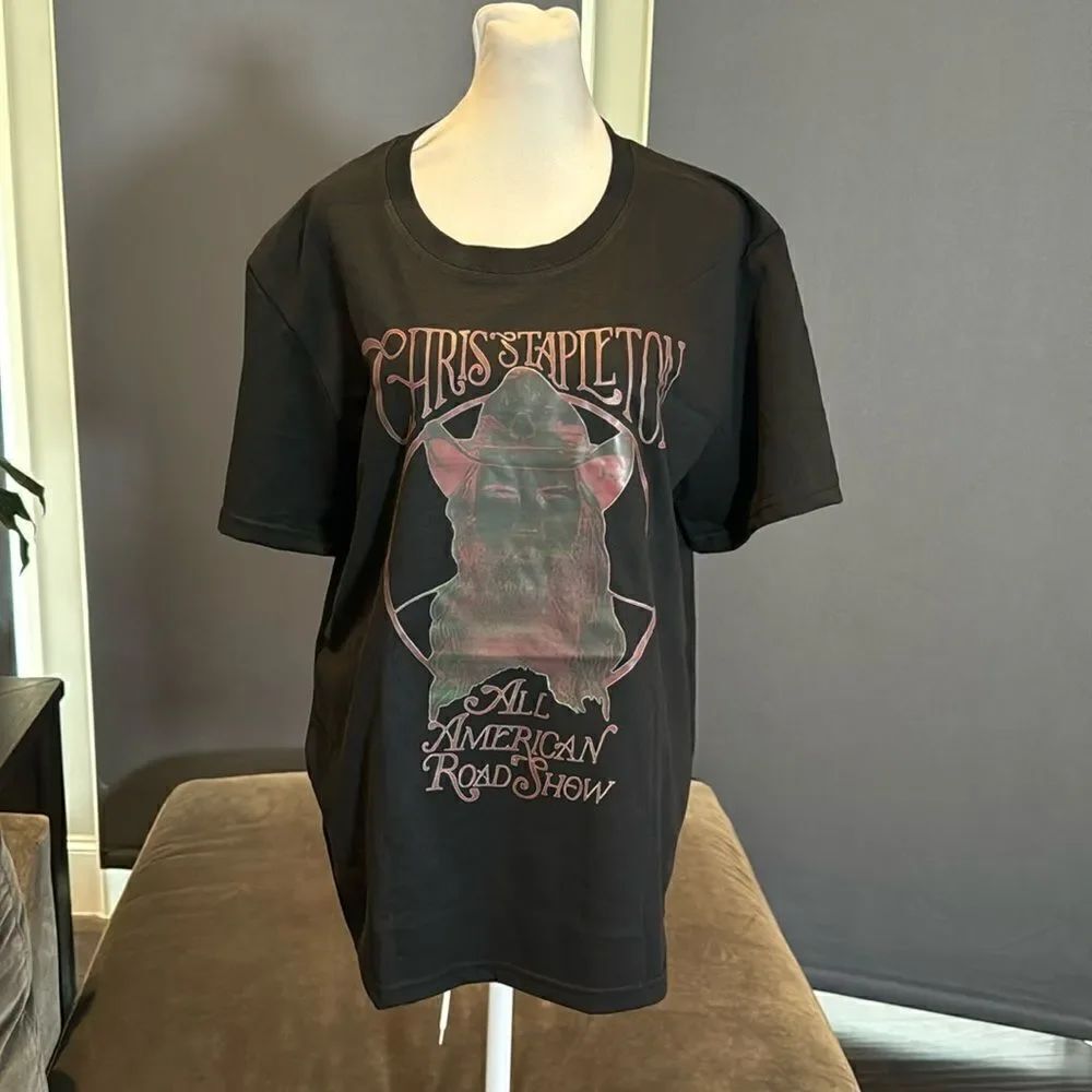 Men’s Black T-Shirt Chris Stapleton Design Size L NEW *READ Description